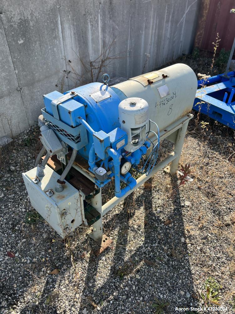 Used:- Alfa Laval / Sharples SG-15 Super-D-Canter Centrifuge. 316/317 Stainless steel Construction (product contact area), maximum bowl speed 2600 rpm, 360 degree solid discharge ports with sintered ...