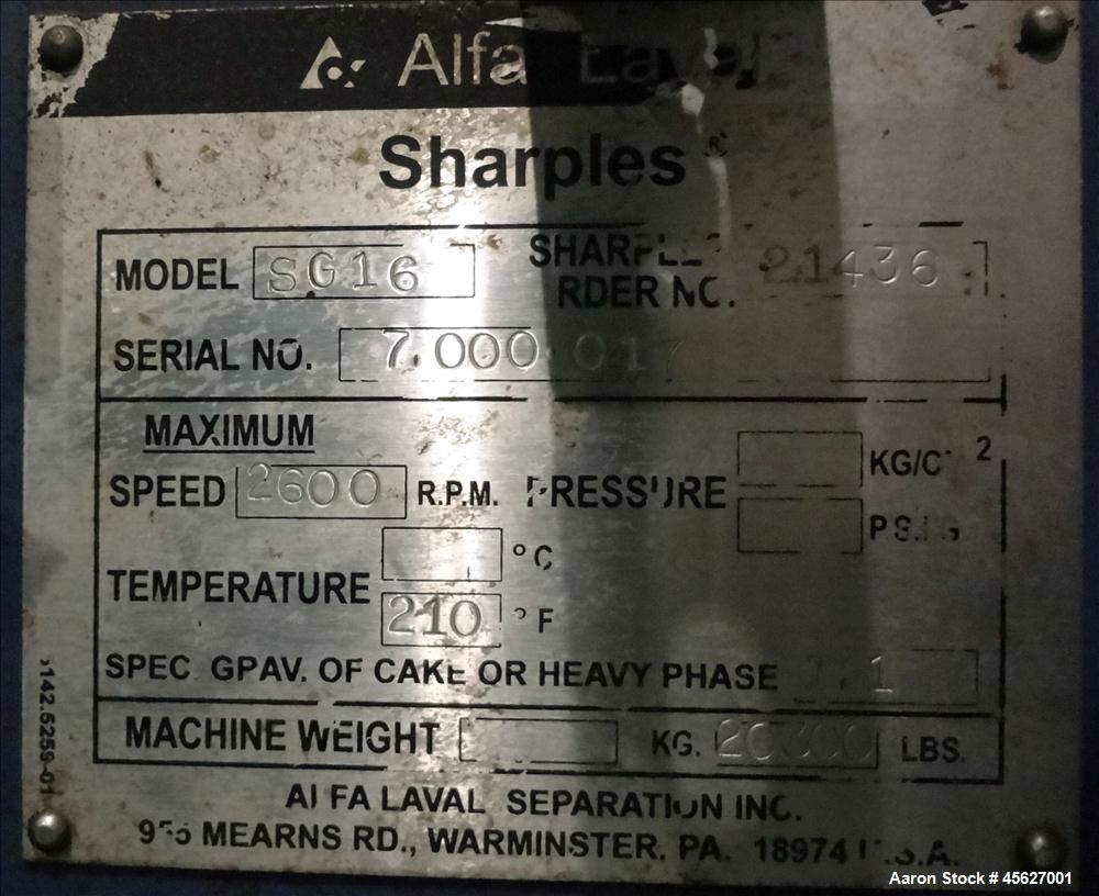 Used Alfa Laval SG-16 Super-D-Canter Centrifuge