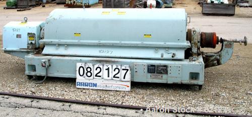 USED: Sharples XM-505 Super-D-Canter Centrifuge. 317/316 stainless steel construction on product contact areas. Max bowl speed 2800 rpm, 8" single lead tru-axial design conveyor with STC wear protect...