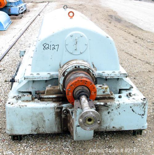 USED: Sharples XM-505 Super-D-Canter Centrifuge. 317/316 stainless steel construction on product contact areas. Max bowl speed 2800 rpm, 8" single lead tru-axial design conveyor with STC wear protect...
