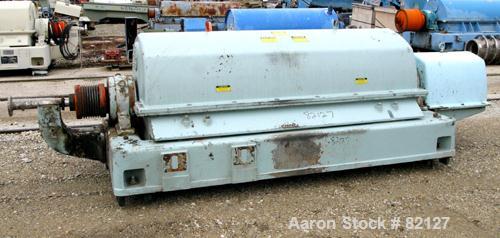 USED: Sharples XM-505 Super-D-Canter Centrifuge. 317/316 stainless steel construction on product contact areas. Max bowl speed 2800 rpm, 8" single lead tru-axial design conveyor with STC wear protect...