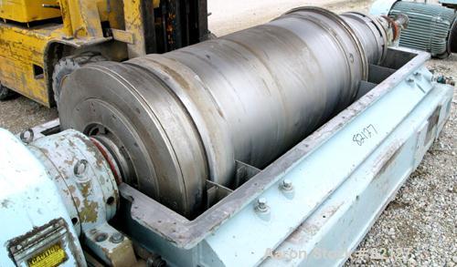 USED: Sharples XM-505 Super-D-Canter Centrifuge. 317/316 stainless steel construction on product contact areas. Max bowl speed 2800 rpm, 8" single lead tru-axial design conveyor with STC wear protect...
