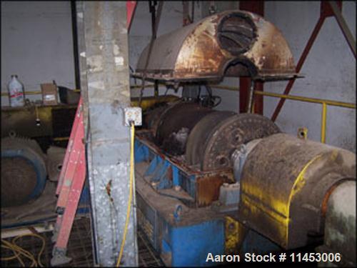 Unused-Used: Sharples P-5000 Super-D-Canter Centrifuge, 316 stainless steel construction, max bowl speed 3000 rpm, single lead conveyor with sintered tungsten carbide wear protection tiles, hogged-ou...