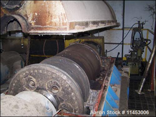 Unused-Used: Sharples P-5000 Super-D-Canter Centrifuge, 316 stainless steel construction, max bowl speed 3000 rpm, single lead conveyor with sintered tungsten carbide wear protection tiles, hogged-ou...