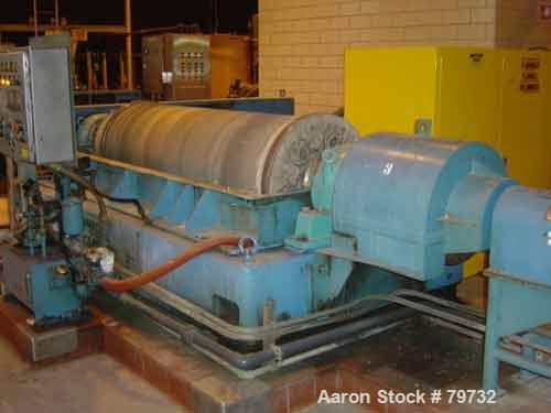 USED: Sharples P-5400 Super-D-Canter centrifuge, 316 stainless steelconstruction on product contact areas, 8.5" single lead conveyor withsintered tungsten carbide wear protection tiles, large body co...