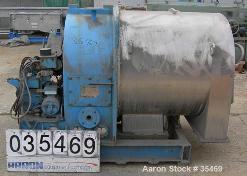 USED: Tema Siebtechnik D-600-hw descade solid bowl decanter centrifuge, S/S. 24" dia x 30" long i.d., max bowl spd 2100 rpm, overhung housing with washing feature. 75 hp motor 440/3/60/1775 rpm/ 365 ...