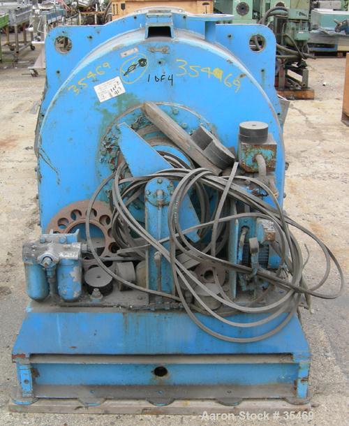 USED: Tema Siebtechnik D-600-hw descade solid bowl decanter centrifuge, S/S. 24" dia x 30" long i.d., max bowl spd 2100 rpm, overhung housing with washing feature. 75 hp motor 440/3/60/1775 rpm/ 365 ...