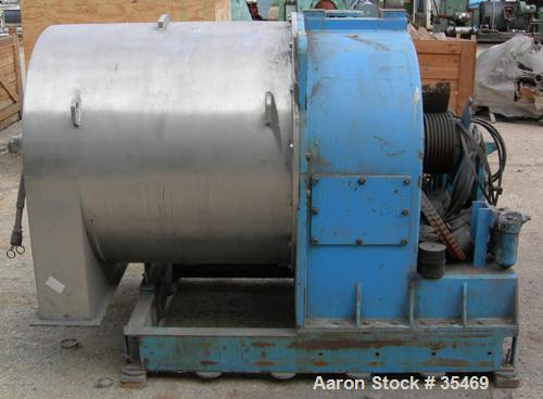 USED: Tema Siebtechnik D-600-hw descade solid bowl decanter centrifuge, S/S. 24" dia x 30" long i.d., max bowl spd 2100 rpm, overhung housing with washing feature. 75 hp motor 440/3/60/1775 rpm/ 365 ...