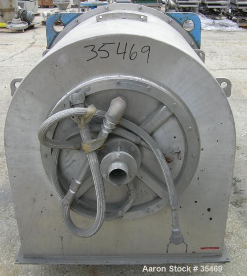 USED: Tema Siebtechnik D-600-hw descade solid bowl decanter centrifuge, S/S. 24" dia x 30" long i.d., max bowl spd 2100 rpm, overhung housing with washing feature. 75 hp motor 440/3/60/1775 rpm/ 365 ...