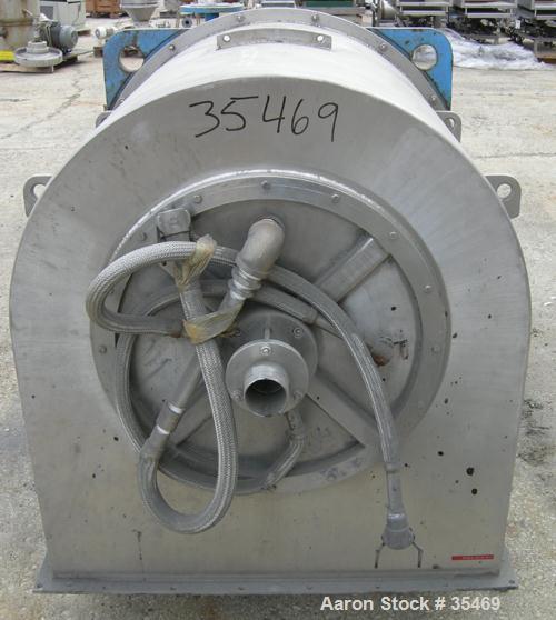 USED: Tema Siebtechnik D-600-hw descade solid bowl decanter centrifuge, S/S. 24" dia x 30" long i.d., max bowl spd 2100 rpm,...