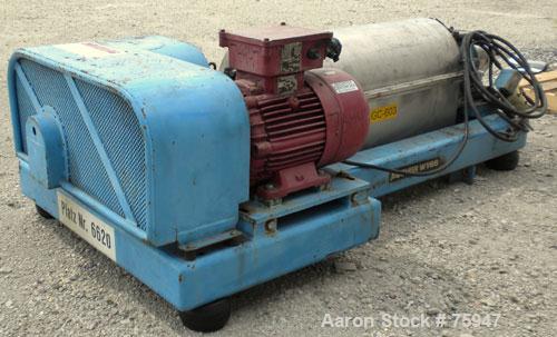 Used Sulzer Escher Wyss ZDC-30 Decanter Centrifuge, Type ZDC-30, Hastelloy S on product contact parts. Gas tight design. Casing No 2 purge seals with meter. 12.3" diameter x 35.1" straight side (315m...