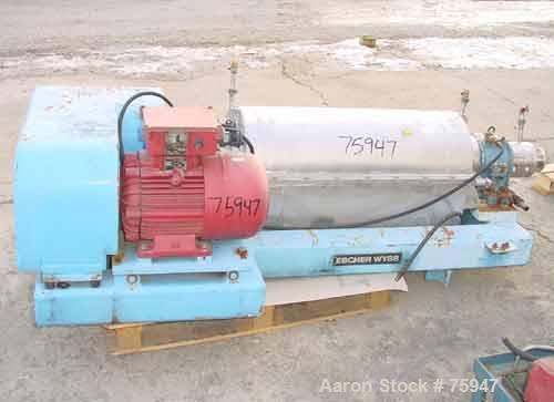 Used Sulzer Escher Wyss ZDC-30 Decanter Centrifuge, Type ZDC-30, Hastelloy S on product contact parts. Gas tight design. Casing No 2 purge seals with meter. 12.3" diameter x 35.1" straight side (315m...