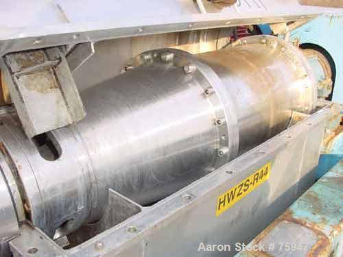 Used Sulzer Escher Wyss ZDC-30 Decanter Centrifuge, Type ZDC-30, Hastelloy S on product contact parts. Gas tight design. Casing No 2 purge seals with meter. 12.3" diameter x 35.1" straight side (315m...