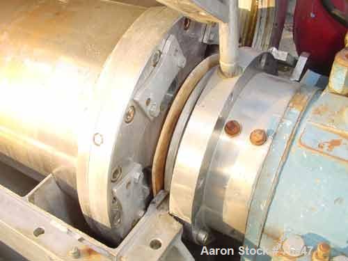 Used Sulzer Escher Wyss ZDC-30 Decanter Centrifuge, Type ZDC-30, Hastelloy S on product contact parts. Gas tight design. Casing No 2 purge seals with meter. 12.3" diameter x 35.1" straight side (315m...