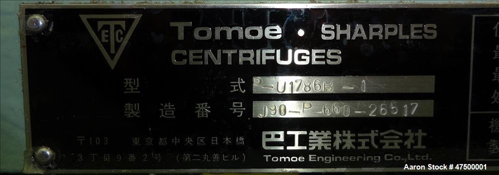 Used Tomoe / Sharples P-660 Super-D-Canter Centrifuge. 316 Stainless Steel cons