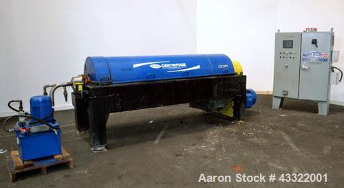 Used US Centrifuge CQ5 Solid Bowl Decanter Centrifuge, Model CQ5000. 2205 Stainless steel construction (product contact areas). Maximum bowl speed 2860 rpm, 6” single lead conveyor with welded hard f...