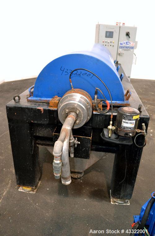 Used US Centrifuge CQ5 Solid Bowl Decanter Centrifuge, Model CQ5000. 2205 Stainless steel construction (product contact areas). Maximum bowl speed 2860 rpm, 6” single lead conveyor with welded hard f...