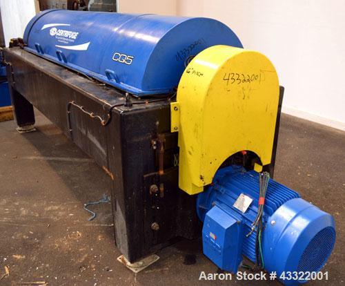 Used US Centrifuge CQ5 Solid Bowl Decanter Centrifuge, Model CQ5000. 2205 Stainless steel construction (product contact areas). Maximum bowl speed 2860 rpm, 6” single lead conveyor with welded hard f...