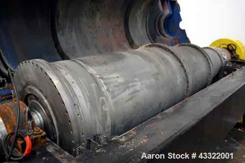 Used US Centrifuge CQ5 Solid Bowl Decanter Centrifuge, Model CQ5000. 2205 Stainless steel construction (product contact areas). Maximum bowl speed 2860 rpm, 6” single lead conveyor with welded hard f...