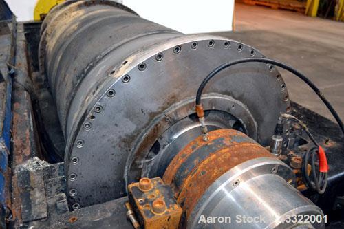Used US Centrifuge CQ5 Solid Bowl Decanter Centrifuge, Model CQ5000. 2205 Stainless steel construction (product contact areas). Maximum bowl speed 2860 rpm, 6” single lead conveyor with welded hard f...
