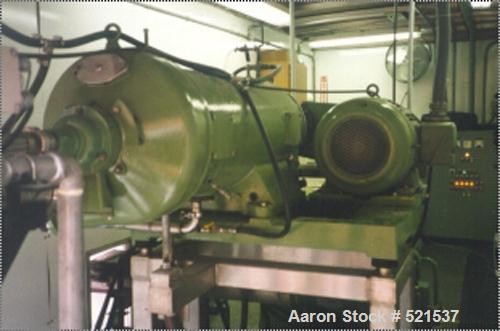USED: Mobile separation system with a Westfalia CA-365-01-12 solid bowl decanter centrifuge, stainless steel construction on product contact areas, drive motor, solids discharge conveyor, control. Ce...