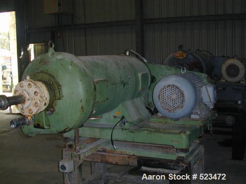 USED: Westfalia CA-365-010 solid bowl decanter centrifuge, 316stainless steel construction on product contact areas. Max bowlspeed 4000 rpm, conveyor with welded hardfacing, lined cake dischargeports...