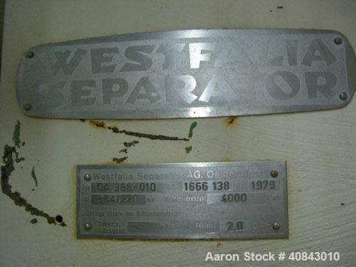 Used- Stainless Steel Westfalia Solid Bowl Decanter Centrifuge