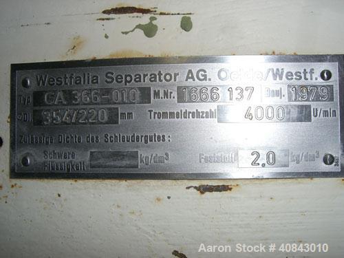 Used- Stainless Steel Westfalia Solid Bowl Decanter Centrifuge