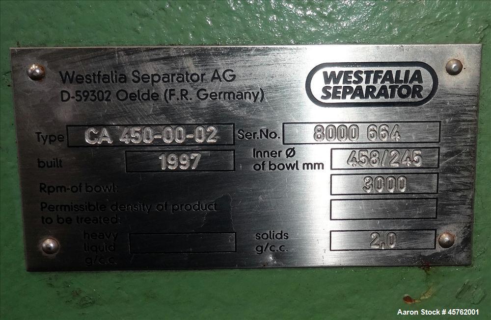 Westfalia CA-450-00-02 Solid Bowl Decanter Centrifuge