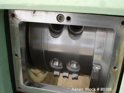 USED: Westfalia CA-505-01-12 solid bowl decanter centrifuge, 316 stainless steel construction on product contact areas. Max bowl speed 3500 rpm, 6" (160mm) single lead conveyor with welded hardfacing...