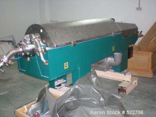 USED: Westfalia CD-305-01-02 solid bowl decanter centrifuge. Stainlesssteel construction on product contact areas, max bowl speed 4400 rpm,base with integrated casing assembly, feed pipe, inline driv...