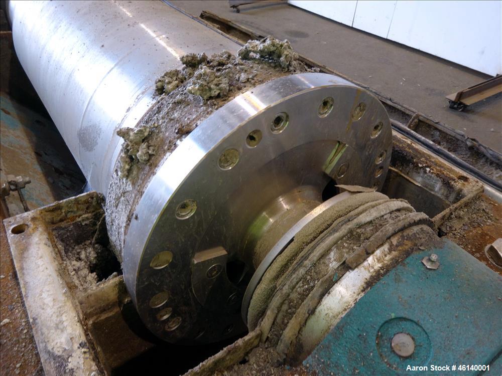 Used Westfalia UCD 305-00-02 Solid Bowl Decanter Centrifuge. 304 Stainless steel on product contact parts, maximum bowl speed 4500 rpm, approximate 4" single lead conveyor with welded hardfacing, sin...