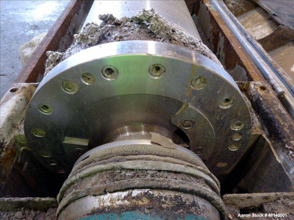 Used Westfalia UCD 305-00-02 Solid Bowl Decanter Centrifuge. 304 Stainless steel on product contact parts, maximum bowl speed 4500 rpm, approximate 4" single lead conveyor with welded hardfacing, sin...