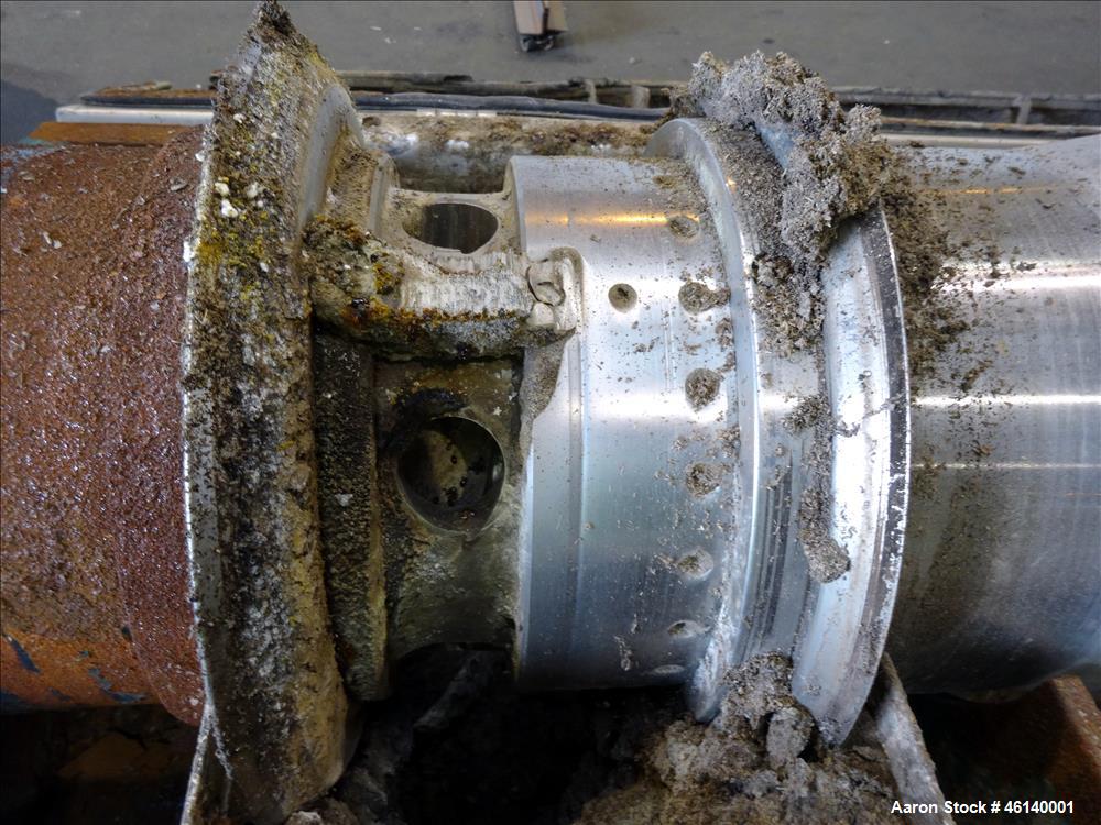 Used Westfalia UCD 305-00-02 Solid Bowl Decanter Centrifuge. 304 Stainless steel on product contact parts, maximum bowl speed 4500 rpm, approximate 4" single lead conveyor with welded hardfacing, sin...