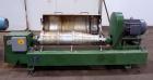 Used Alfa Laval AVNX-416B-31G solid bowl decanter Centrifuge, Stainless steel construction on product contact areas. Maximum bowl speed 3250 rpm, 18.5Kw/380-660volt/50 cycle single row of lined cake ...