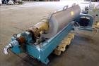 Used Alfa Laval AVNX-418B-31G Solid Bowl Decanter Centrifuge. 316 Stainless steel construction (product contact areas), 110mm single lead conveyor with welded hard facing, double row of lined cake di...