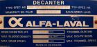 USED: Alfa Laval AVNX-420B-31G solid bowl decanter centrifuge. Max bowl speed 4000 rpm, stainless steel construction on product contact areas, single lead conveyor, single row of lined cake discharge...