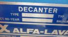Used Alfa Laval AVNX 424B-31G (PM-35000 Super) Decanter Centrifuge. 316 Stainless steel construction on product contact areas. Maximum bowl speed 3600 rpm, approximate 110mm single lead conveyor with...