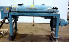 Used Alfa Laval AVNX-718B-31G Solid Bowl Decanter Centrifuge. Stainless steel construction on product contact areas. Maximum bowl speed 4000 rpm, 14 kw/380 volt/50 cycle single row of lined cake disc...