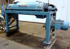 Used Alfa Laval AVNX-718B-31G Solid Bowl Decanter Centrifuge. Stainless steel construction on product contact areas. Maximum bowl speed 4000 rpm, 14 kw/380 volt/50 cycle single row of lined cake disc...