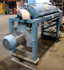 Used Alfa Laval AVNX-718B-31G Solid Bowl Decanter Centrifuge. Stainless steel construction on product contact areas. Maximum bowl speed 4000 rpm, 14 kw/380 volt/50 cycle single row of lined cake disc...