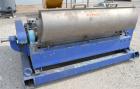 Used Alfa Laval NX-418S-31 Solid Bowl Decanter Centrifuge. 316 Stainless steel construction on product contact parts. Max bowl speed 4000 rpm, 3 phase, 2 ¾
