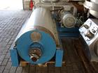 Used Andritz-Guinard D4FCX Solid Bowl Decanter Centrifuge. Material of construction is stainless steel on product contact parts. Max bowl speed 3500 rpm by a 33 hp/22 kW-380 volt/50 cycle/3 ph motor....