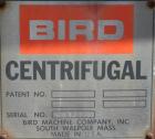 Used Bird HB-3700 Solid Bowl Decanter Centrifuge, Carbon Steel. Maximum bowl speed 1400 rpm, 8 degree contour bowl, 9