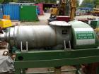Used Flottweg Decanter, Type Z1-L. Material of construction is stainless steel on product contact parts. Max bowl speed 4500 rpm by a 33 hp/22 kw-380 volt/50 cycle/3 ph belt driven motor. Complete wi...
