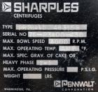 Used Sharples P-3400 Super-D-Canter Centrifuge, 316 Stainless Steel Construction (Product Contact Areas). Maximum bowl speed 4000 RPM, hogged-out cake discharge ports with replaceable wear liners and...