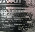 Used Sharples PM-85000 Super-D-Canter Centrifuge, 316 Stainless Steel Construction on Product Contact Areas. Max bowl speed 2345 RPM, sintered tungsten carbide lined beach section, 12