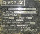 Used Sharples PM30000 Decanter Centrifuge, Type PR264/10 484720, 316 Stainless Steel. Driven by a 30 HP, 3/60/575 Volt, 1755 RPM motor. Includes drive & a control panel.