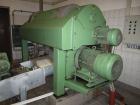 Used Westfalia CA450-00-02 solid bowl decanter Centrifuge, Stainless steel construction on product contact areas. Maximum bowl speed 3200 rpm, 22Kw/400volt/50 cycle single row of lined cake discharge...
