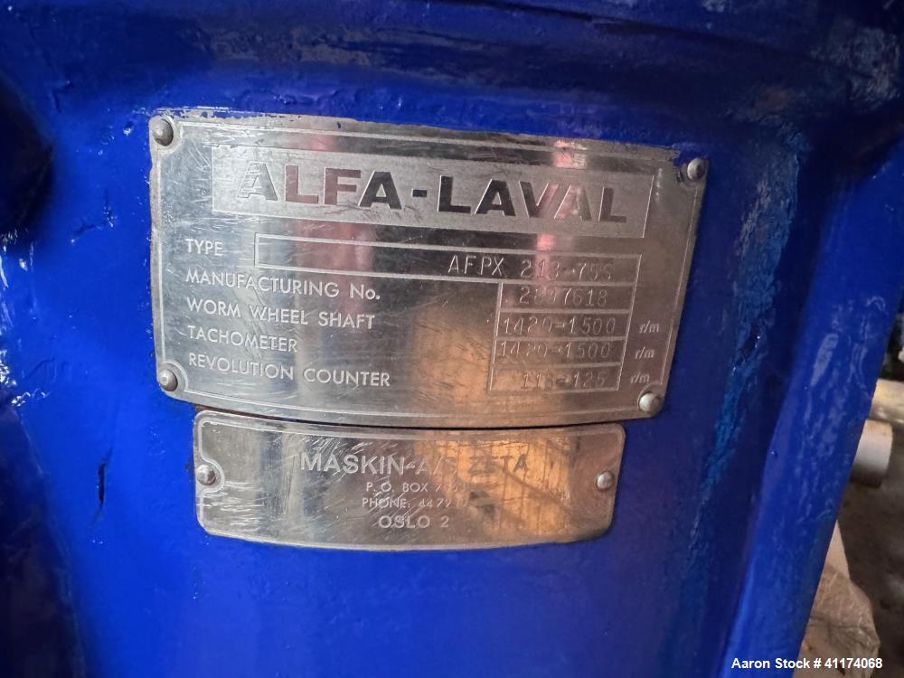 Used – Alfa Laval AFPX 213-75S Desludger Disc Centrifuge – Stainless Steel, Purifier Design
